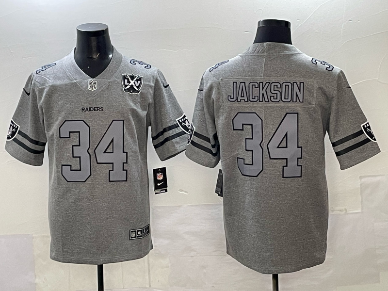 Men Oakland Raiders #34 Jackson grey Nike Limited NFL 2025 Jersey 001->youth nfl jersey->Youth Jersey